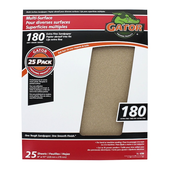 Gator Grit Gator 11 in. L X 9 in. W 180 Grit Aluminum Oxide All Purpose Sandpaper 1 pk 3261 - main